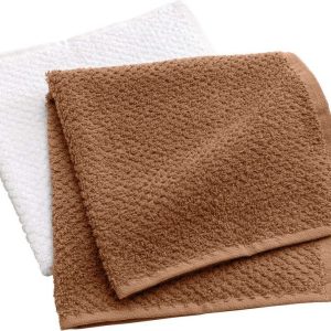 Bílé/v terakotové barvě froté bavlněné ručníky v sadě 2 ks 50x50 cm Gourmet – douceur d'intérieur