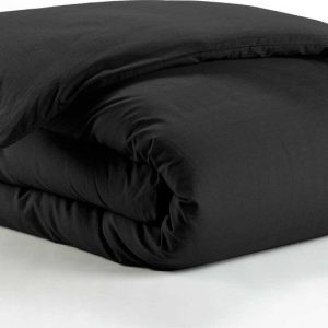 Černý bavlněný povlak na peřinu na jednolůžko 140x200 cm Lina – douceur d'intérieur