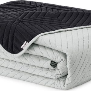 Černý/světle šedý prošívaný přehoz z mikrovlákna 220x240 cm Softa – Restilo