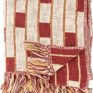 Červená/béžová deka s příměsí bavlny 130x160 cm Cang – Bloomingville