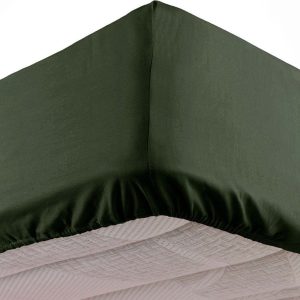Khaki napínací prostěradlo z mikrovlákna 90x190 cm Oscar – douceur d'intérieur