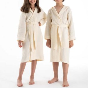 Krémový mušelínový dětský župan velikost 11-12 let Muslin – Foutastic