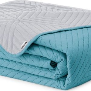 Modrý/světle šedý prošívaný přehoz z mikrovlákna 240x260 cm Softa – Restilo