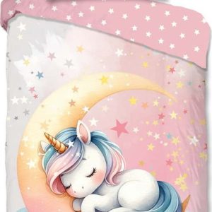 Růžové bavlněné dětské povlečení na jednolůžko 140x200 cm Molly – Good Morning