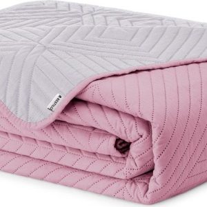 Růžový/světle šedý prošívaný přehoz z mikrovlákna 240x260 cm Softa – Restilo