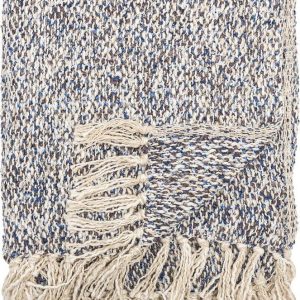 Šedomodrá deka s příměsí lnu 130x160 cm Ocean – Bloomingville