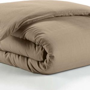 Světle hnědý bavlněný povlak na peřinu na jednolůžko 140x200 cm Lina – douceur d'intérieur