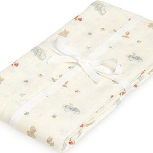 Světle žlutá zavinovací dětská deka z bio bavlny 120x120 cm Off-White – Cam Cam Copenhagen