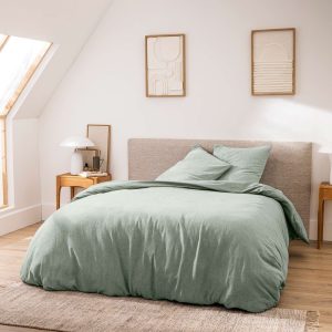 Zelené 3dílné bavlněné povlečení na dvoulůžko/prodloužené 240x220 cm Meline – douceur d'intérieur