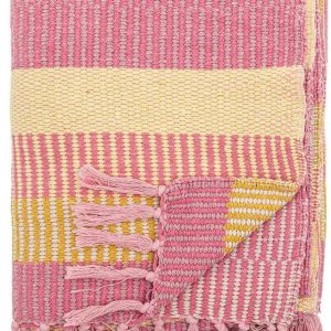 Žlutá/růžová deka z recyklované bavlny 130x160 cm Isnel – Bloomingville
