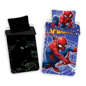 Červeno-modré bavlněné dětské povlečení se svítícím efektem na jednolůžko 140x200 cm Spider-man – Jerry Fabrics
