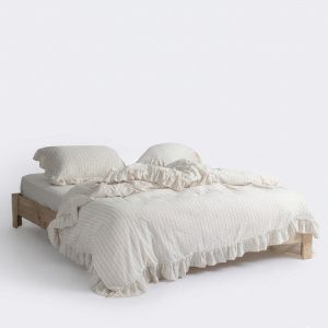 Béžové povlečení na jednolůžko z bavlny Renforcé 140x200 cm Amalia Striped – Mila Home Luxury