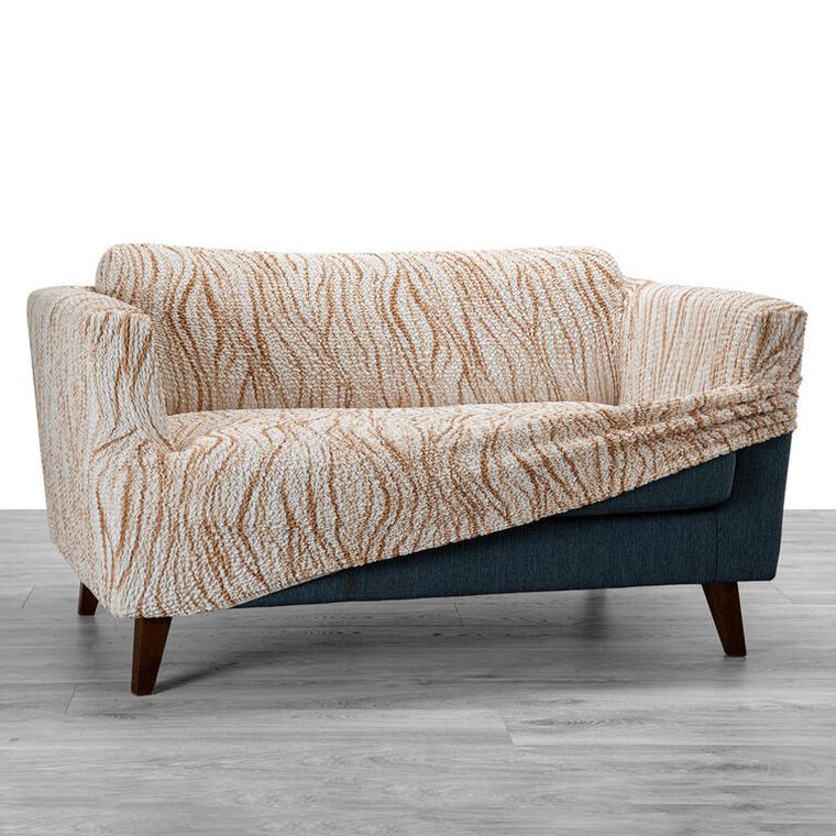 Bielastické potahy UNIVERSO NOVÉ žíhané béžové relaxační křeslo (š. 70 - 90 cm) - Obrázek 3