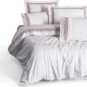 Bílé povlečení na jednolůžko z bavlny Renforcé 140x200 cm Red Heritage Lines – Mila Home Luxury