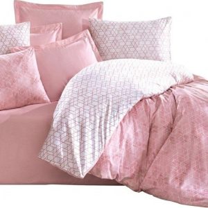 Bílé/růžové povlečení na dvoulůžko/prodloužené z bavlny Renforcé 240x220 cm Soft Geometry – Mila Home Luxury