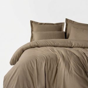 Hnědé povlečení na dvoulůžko/prodloužené z bavlny Renforcé 240x220 cm Checkered – Mila Home Luxury
