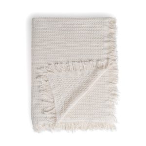 Krémový přehoz z recyklované bavlny 260x280 cm Honeycomb – Ixia