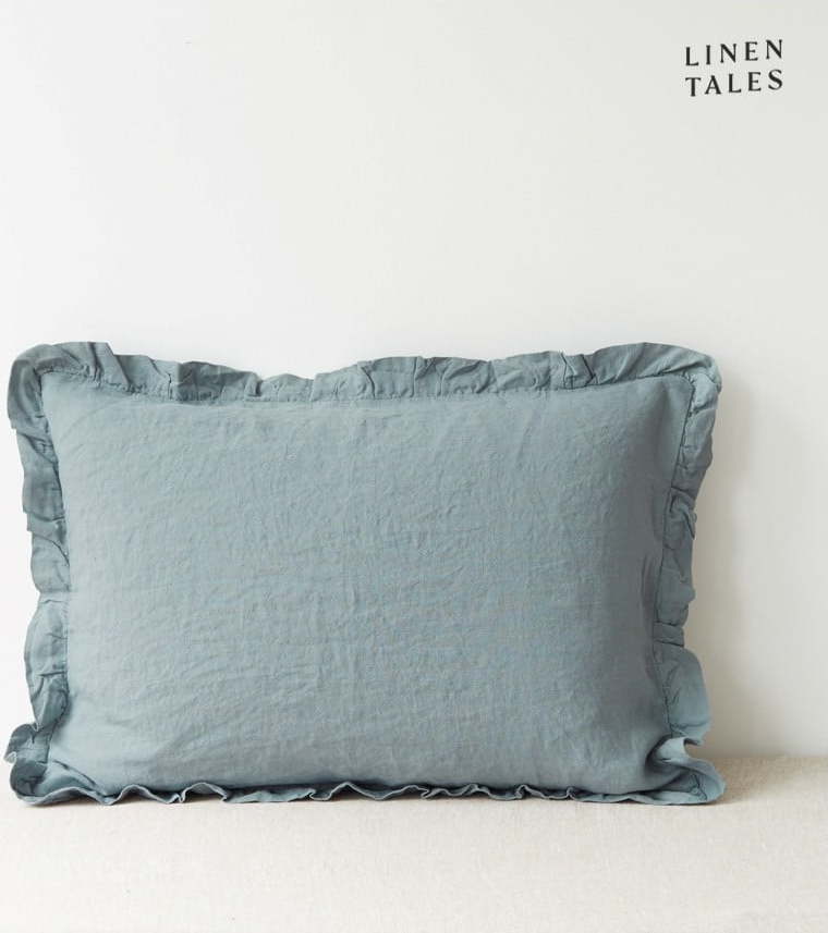 Lněný povlak na polštář 40x40 cm Blue Fog – Linen Tales