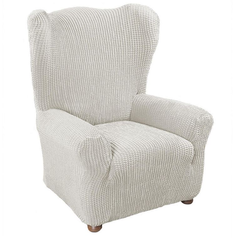 Super strečové potahy GLAMOUR smetanové dvojkřeslo s dřevěnými rukojeťmi (š. 140 - 170 cm) - Obrázek 3