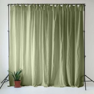 Světle zelený lněný závěs 140x170 cm Sage – Linen Tales