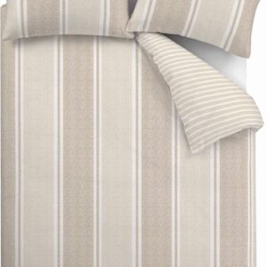 Béžové 3dílné povlečení na dvoulůžko 200x200 cm Banded Stripe – Catherine Lansfield