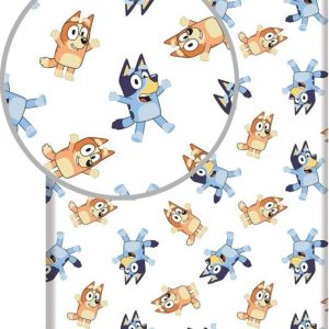 Bílé napínací bavlněné dětské prostěradlo na jednolůžko 90x200 cm Bluey – Jerry Fabrics