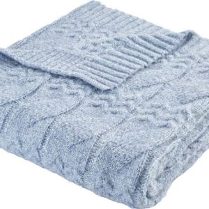 Modrá pletená deka 150x200 cm Cable Knit – Bianca