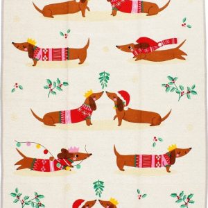 Bavlněná utěrka 70x50 cm Festive Sausage Dog – Rex London