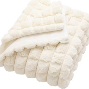 Krémová deka z mikroplyše/z umělé kožešiny 180x220 cm Igloo – douceur d'intérieur