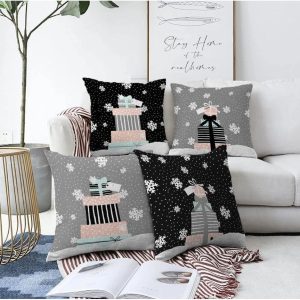 Povlaky na polštáře v sadě 4 ks s vánočním motivem 43x43 cm Merry Christmas – Mila Home