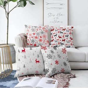 Povlaky na polštáře v sadě 4 ks s vánočním motivem 43x43 cm Merry Christmas – Mila Home