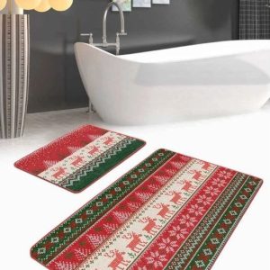 Sametové koupelnové předložky v sadě 2 ks 60x100 cm Merry Christmas – Mila Home