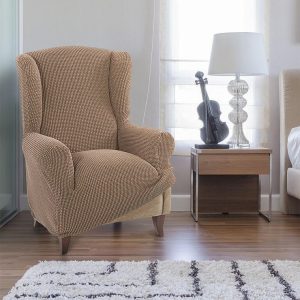 Super strečové potahy NIAGARA oříšková křeslo ušák (š. 70 - 95 cm)