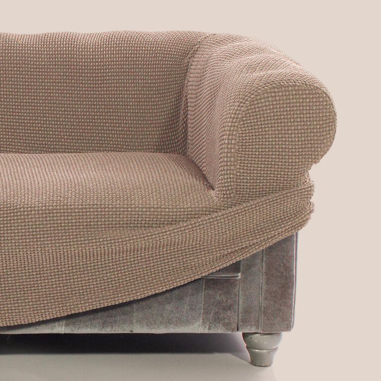 Super strečové potahy NIAGARA oříšková trojkřeslo s dřevěnými rukojeťmi (š. 160 - 200 cm) - Obrázek 4