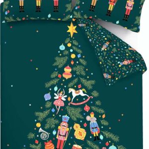 Tmavě zelené povlečení na dvoulůžko/prodloužené 230x220 cm Nutcracker – Catherine Lansfield