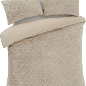 Béžové povlečení na dvoulůžko/prodloužené z mikroplyše 230x220 cm Cosy Diamond – Catherine Lansfield