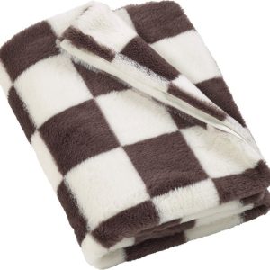 Bílá/tmavě hnědá deka 130x170 cm Cosy Soft Checkerboard – Catherine Lansfield