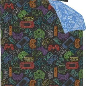 Černé dětské povlečení na jednolůžko 135x200 cm Power Up Gamer – Catherine Lansfield