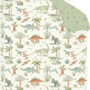 Krémové flanelové dětské povlečení na jednolůžko 135x200 cm Brushed Sleepy Saurus Dino – Catherine Lansfield