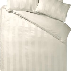 Krémové saténové povlečení na dvoulůžko 200x200 cm So Soft Satin Stripe – Catherine Lansfield