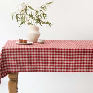 Lněný ubrus 140x350 cm Red Gingham – Linen Tales