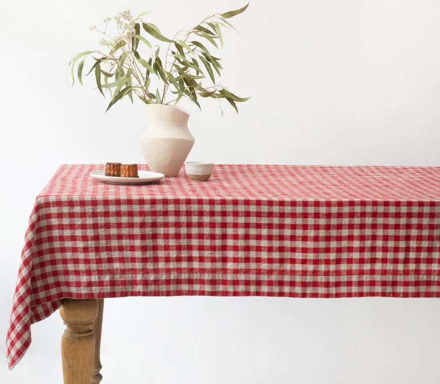 Lněný ubrus 140x350 cm Red Gingham – Linen Tales
