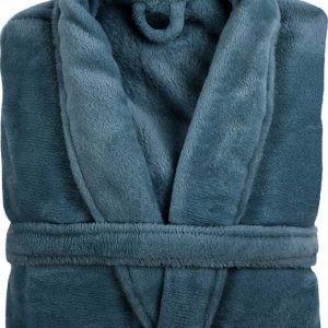 Modrý župan z mikroplyše velikost L/XL Cosy – Tiseco Home Studio