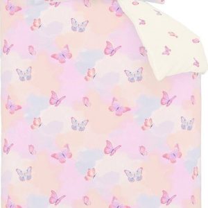 Růžové dětské povlečení na jednolůžko 135x200 cm Ombre Butterflies – Catherine Lansfield