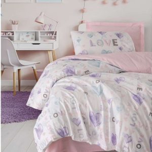 Růžové dětské povlečení na jednolůžko 200x140 cm Lovella – Mijolnir