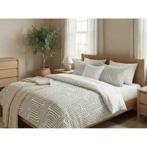 Šalvějově zelené povlečení na dvoulůžko 200x200 cm Maze – Mijolnir
