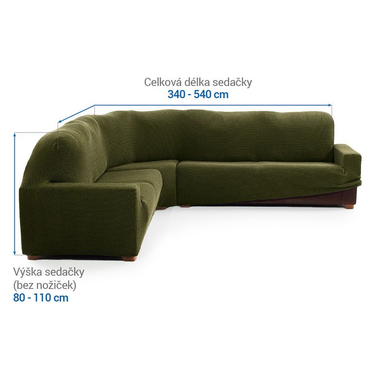 Super strečové potahy NIAGARA zelená rohová sedačka (š. 340 - 540 cm) - Obrázek 3