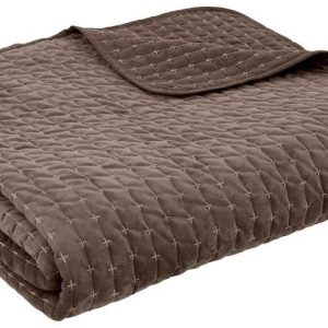 Tmavě hnědý sametový prošívaný přehoz 240x260 cm Attica Velvet – Bianca