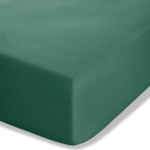 Tmavě zelené napínací perkálové prostěradlo 135x190 cm Easy Iron Percale – Catherine Lansfield