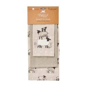 Utěrky v sadě 3 ks s příměsí lnu 45x65 cm Highland Sheep – Cooksmart ®